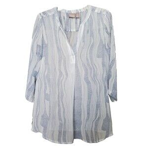 Chico's Sheer Chiffon Artsy Print Split Neck Tunic Size 0 Small